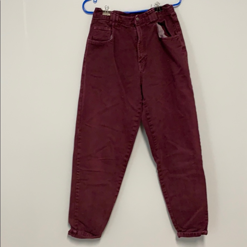 vintage maroon Paris express mom jeans